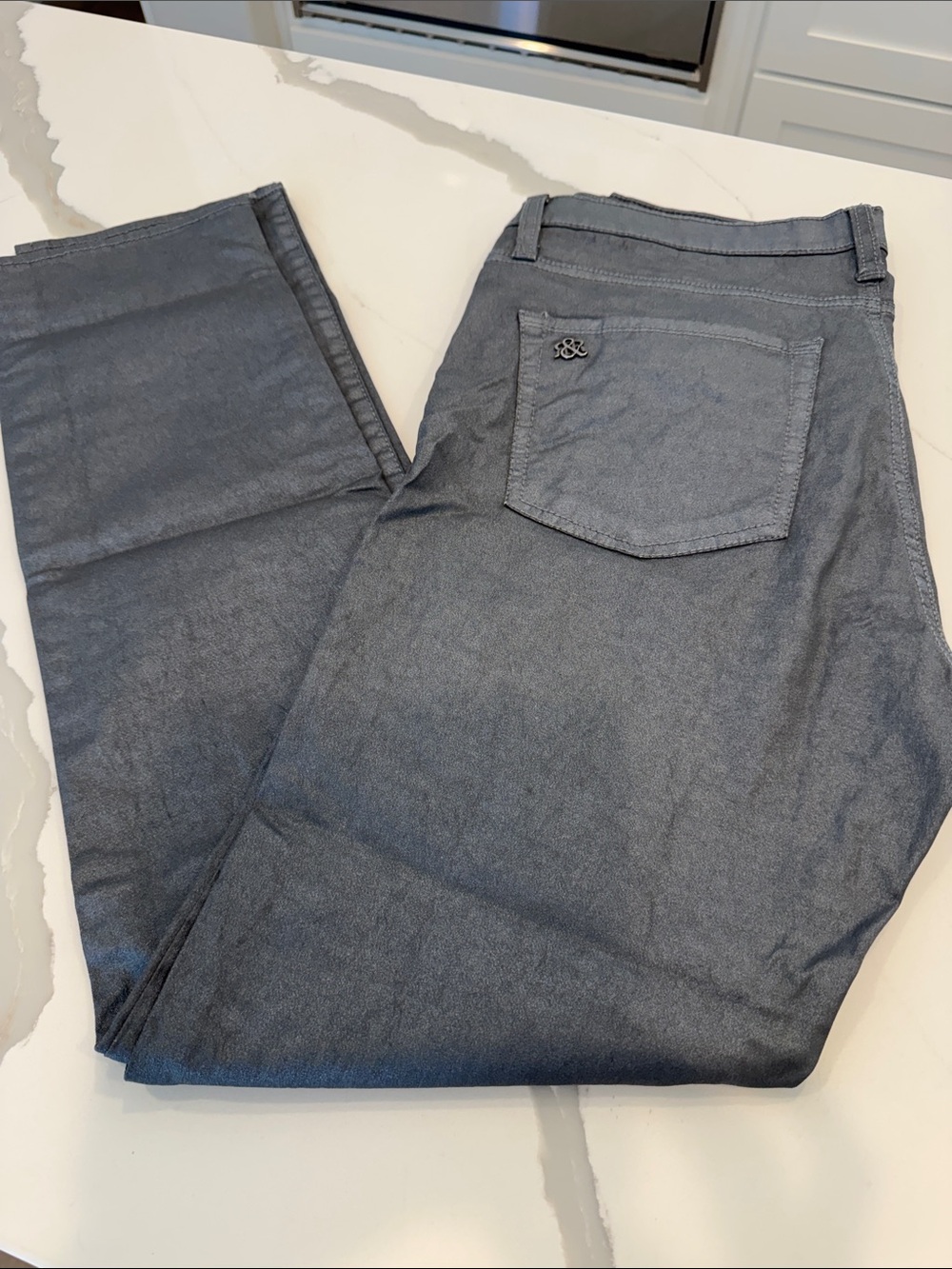 Rock & Republic Women’s Slim Straight Jeans in Charcoal Metallic Sz 16